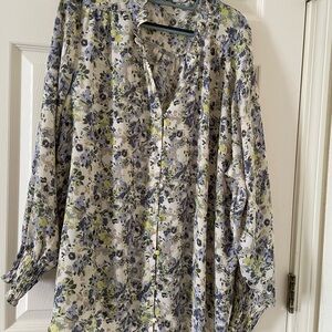 Maurices Floral Print Blouse with Button Detail